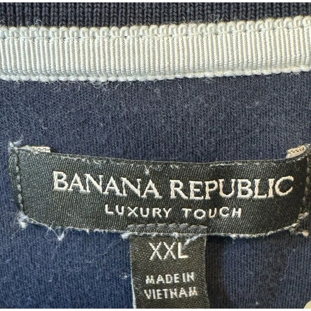 Banana Republic Polo Shirt Men's XXL Blue‎ Dotted 100% Cotton Luxury Touch Soft